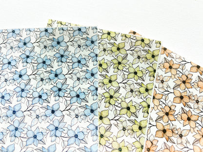 Transfer Sheet for Polymer Clay, Blue, Green, Orange Graphic Flowers