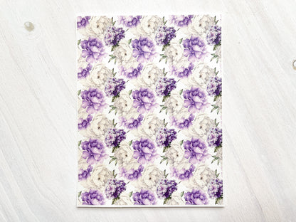 Transfer Sheet for Polymer Clay, Water-Soluble Paper, Peonies and Hydrangeas