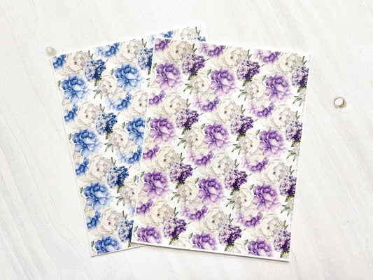Transfer Sheet for Polymer Clay, Water-Soluble Paper, Peonies and Hydrangeas
