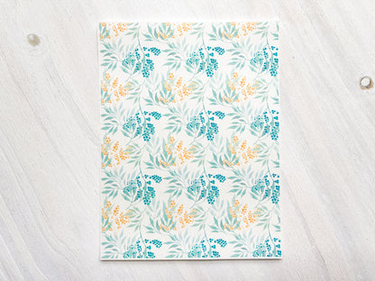 Transfer Sheet for Polymer Clay, Water-Soluble Paper, Aqua Blue Leaves