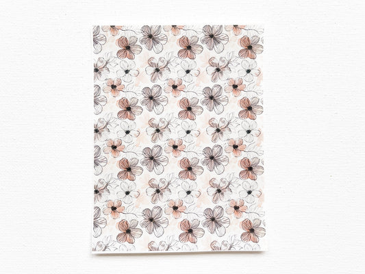 Transfer Sheet for Polymer Clay, Brown Grey Abstract Florals