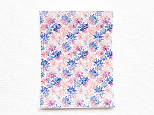 Transfer Sheet for Polymer Clay, Purple Pink Watercolor Floral Pattern