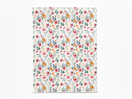 Transfer Sheet for Polymer Clay, Red Yellow Flowers