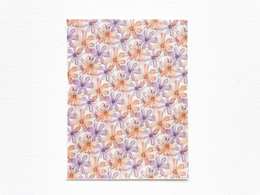 Transfer Sheet for Polymer Clay, Groovy Purple Orange Flowers