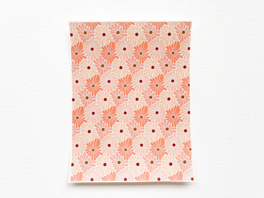 Transfer Sheet for Polymer Clay, Groovy Brown Orange Flowers