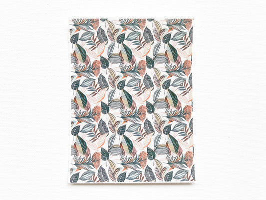 Transfer Sheet for Polymer Clay, Brown Teal Tropical Leaves