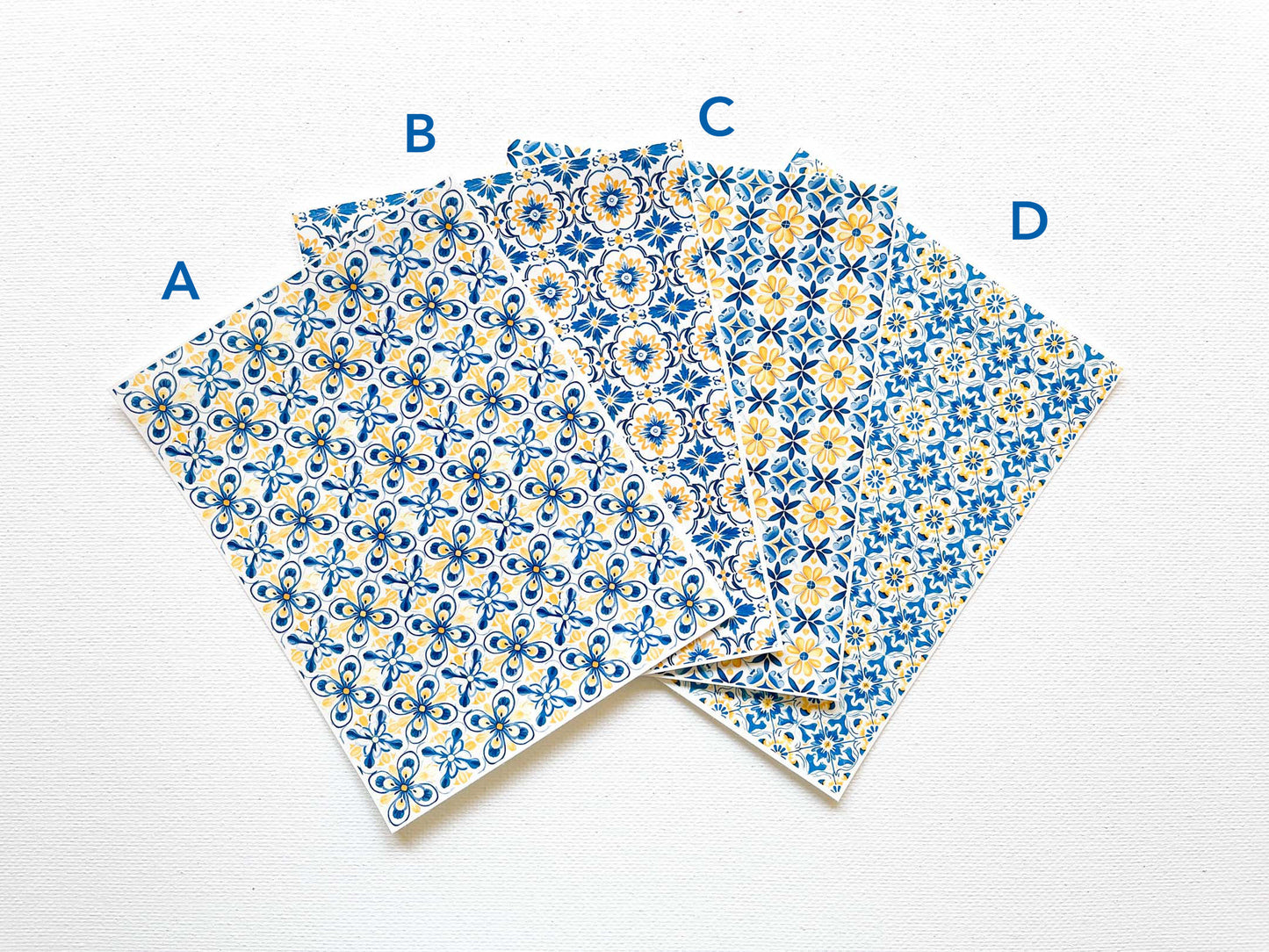 Transfer Sheet for Polymer Clay, Water-Soluble Paper, Blue Yellow Tile Pattern
