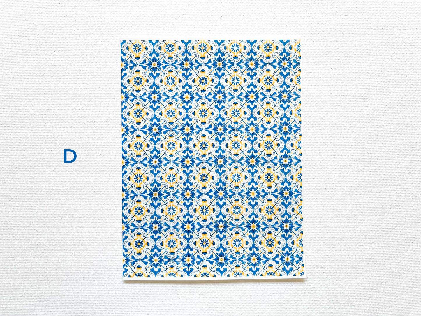 Transfer Sheet for Polymer Clay, Water-Soluble Paper, Blue Yellow Tile Pattern