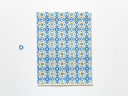 Transfer Sheet for Polymer Clay, Water-Soluble Paper, Blue Yellow Tile Pattern