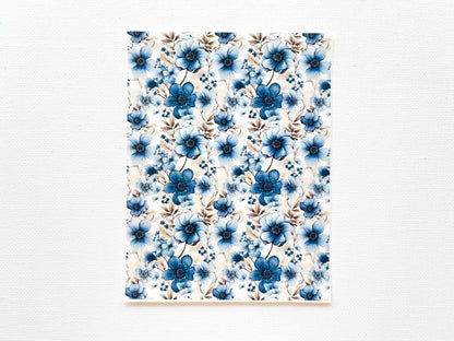 Transfer Sheet for Polymer Clay, Water-Soluble Paper, Blue Flowers