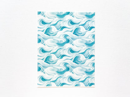 Transfer Sheet for Polymer Clay, Blue Abstract Wave Pattern