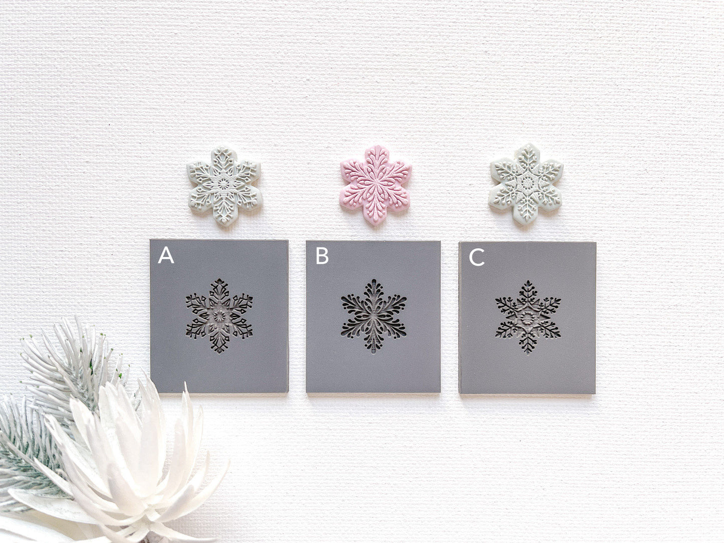 Embossing Texture Mat and Clay Cutter Set / Snowflakes