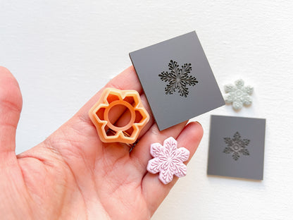 Embossing Texture Mat and Clay Cutter Set / Snowflakes