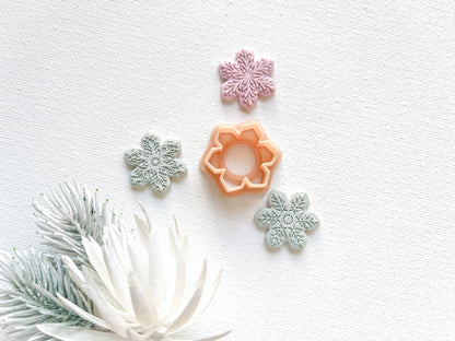 Embossing Texture Mat and Clay Cutter Set / Snowflakes