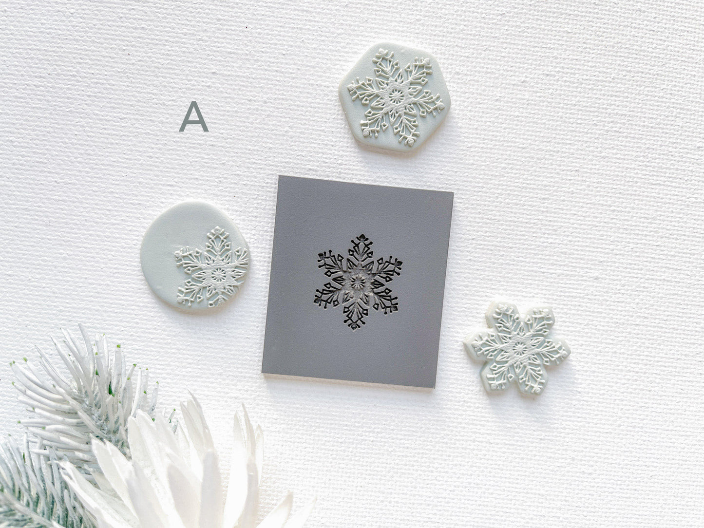 Embossing Texture Mat and Clay Cutter Set / Snowflakes