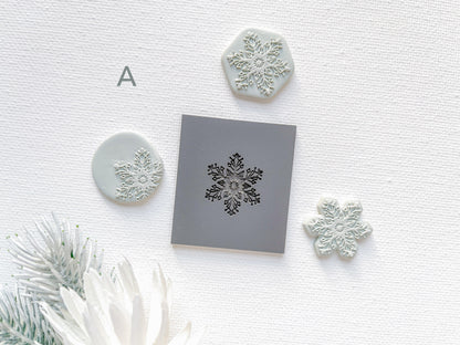Embossing Texture Mat and Clay Cutter Set / Snowflakes