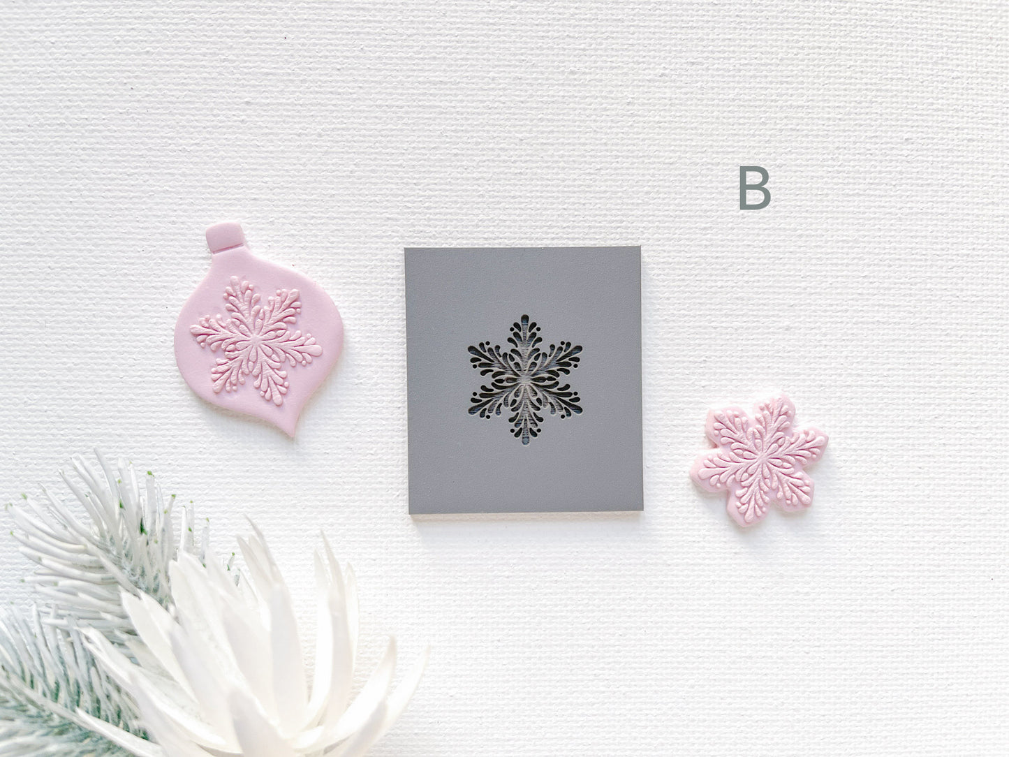 Embossing Texture Mat and Clay Cutter Set / Snowflakes