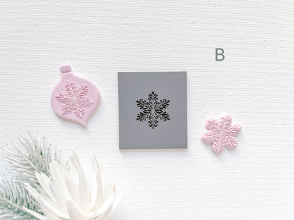 Embossing Texture Mat and Clay Cutter Set / Snowflakes