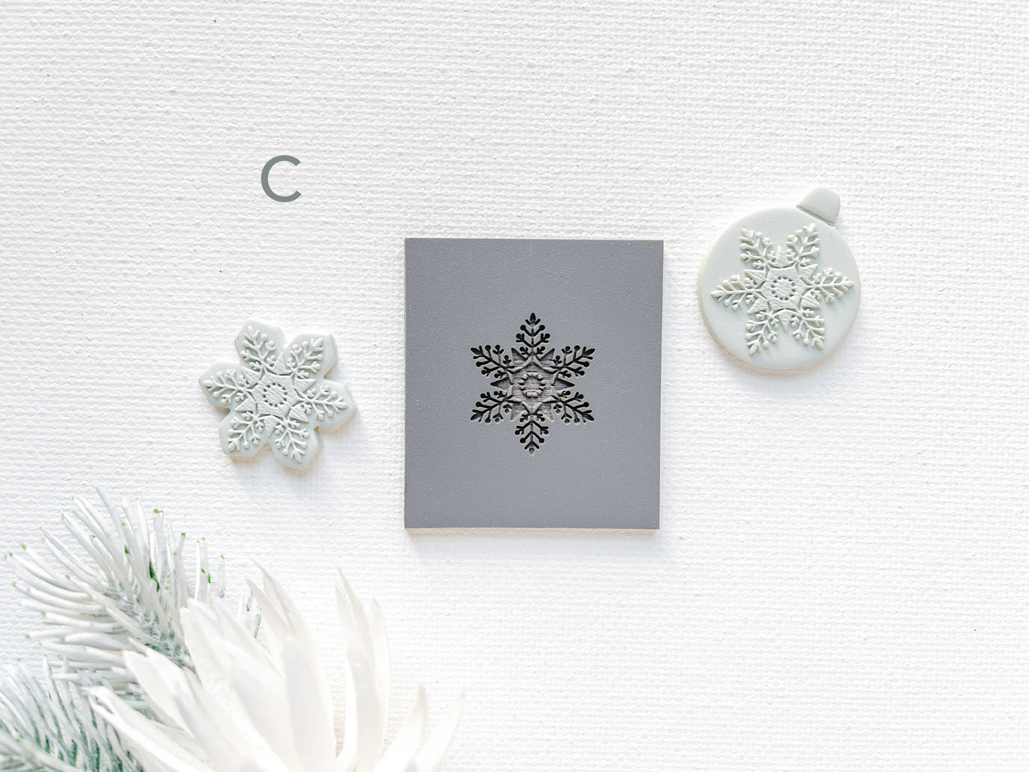 Embossing Texture Mat and Clay Cutter Set / Snowflakes