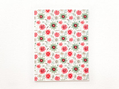 Transfer Sheet for Polymer Clay, Green Red Flowers
