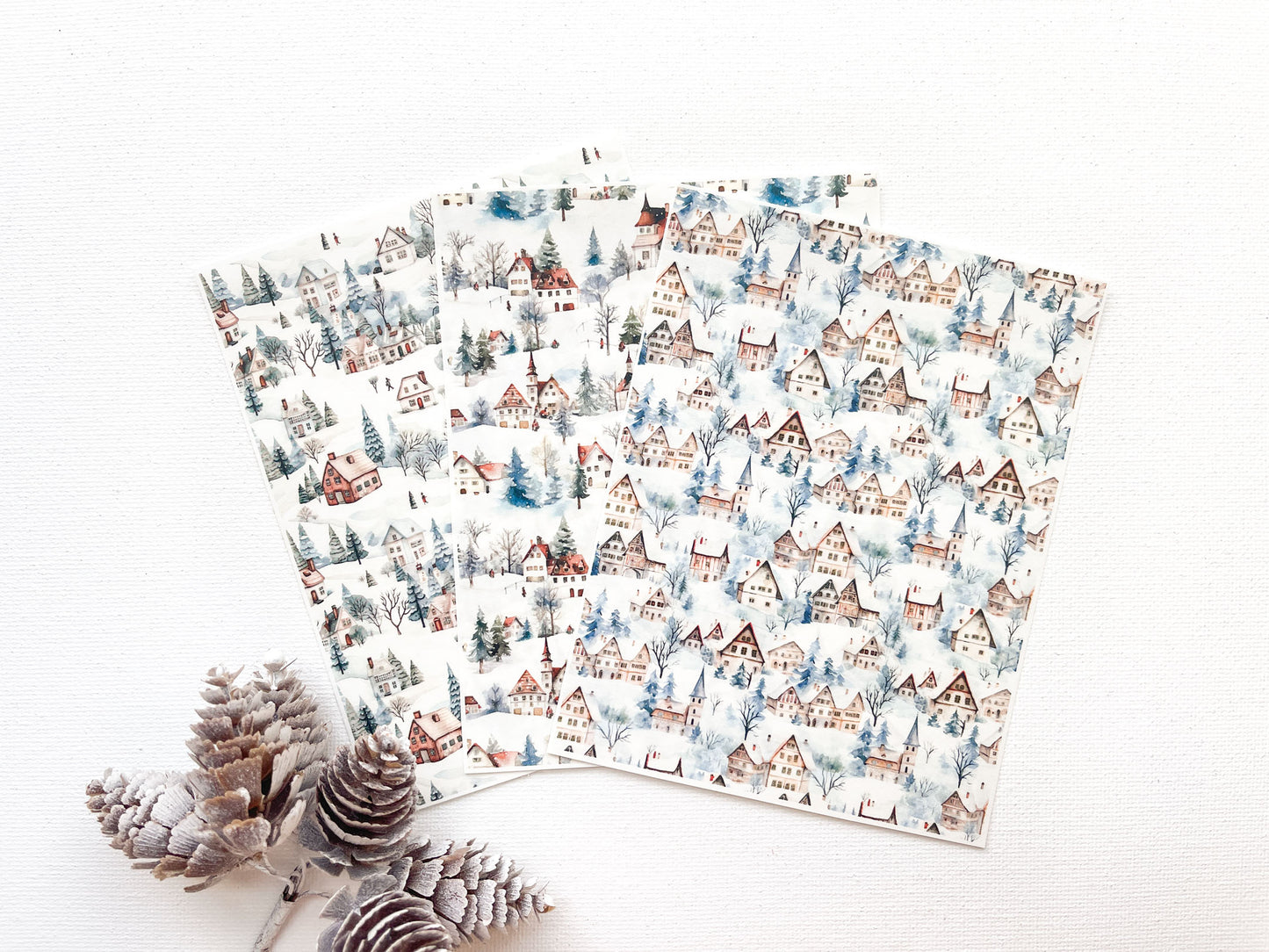 Transfer Sheet for Polymer Clay, Winter Village