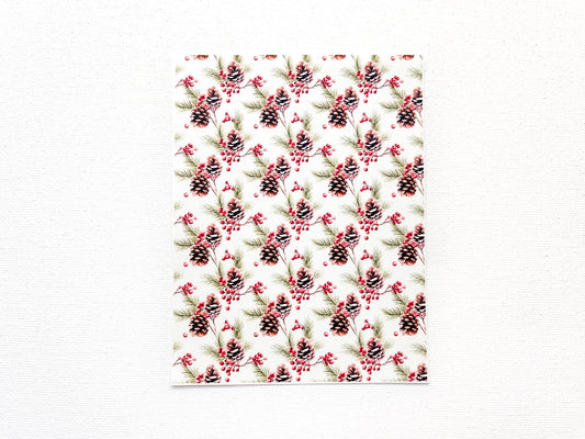 Transfer Sheet for Polymer Clay, Pine Cones and Berries