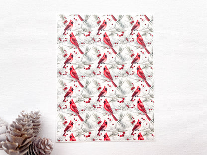 Transfer Sheet for Polymer Clay, Red Cardinals