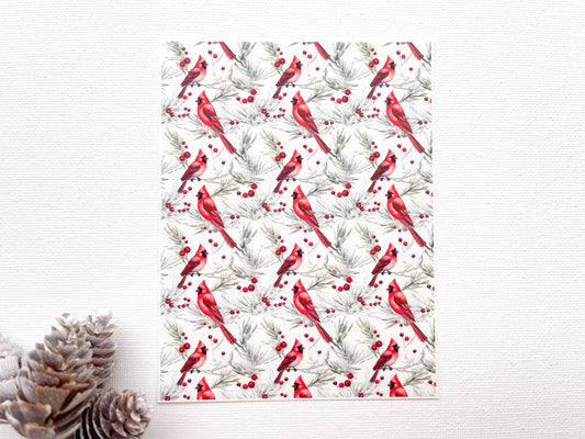 Transfer Sheet for Polymer Clay, Red Cardinals