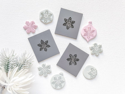 Embossing Texture Mat and Clay Cutter Set / Snowflakes