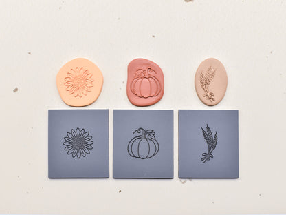 Embossing Texture Mat for Polymer Clay / Pumpkin, Sunflower, Wheat