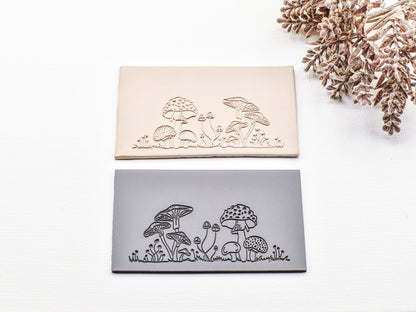 Embossing Texture Mat for Polymer Clay, Mushroom Garden