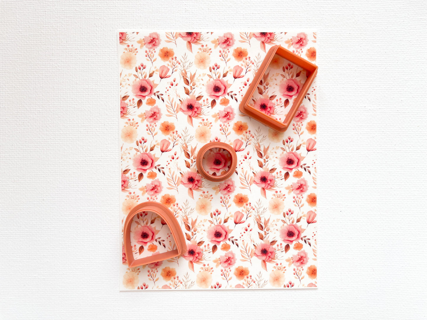 Transfer Sheet for Polymer Clay, Fall Pink Orange Flowers