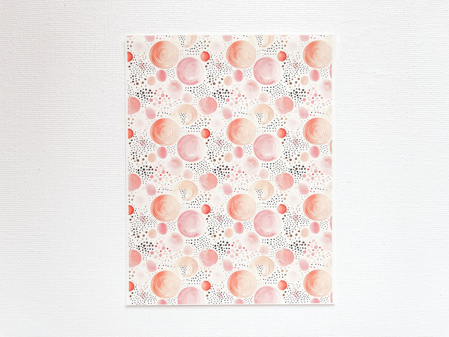 Transfer Sheet for Polymer Clay, Pink Orange Abstract Circles