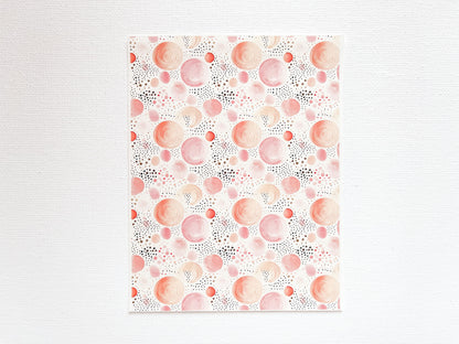 Transfer Sheet for Polymer Clay, Pink Orange Abstract Circles