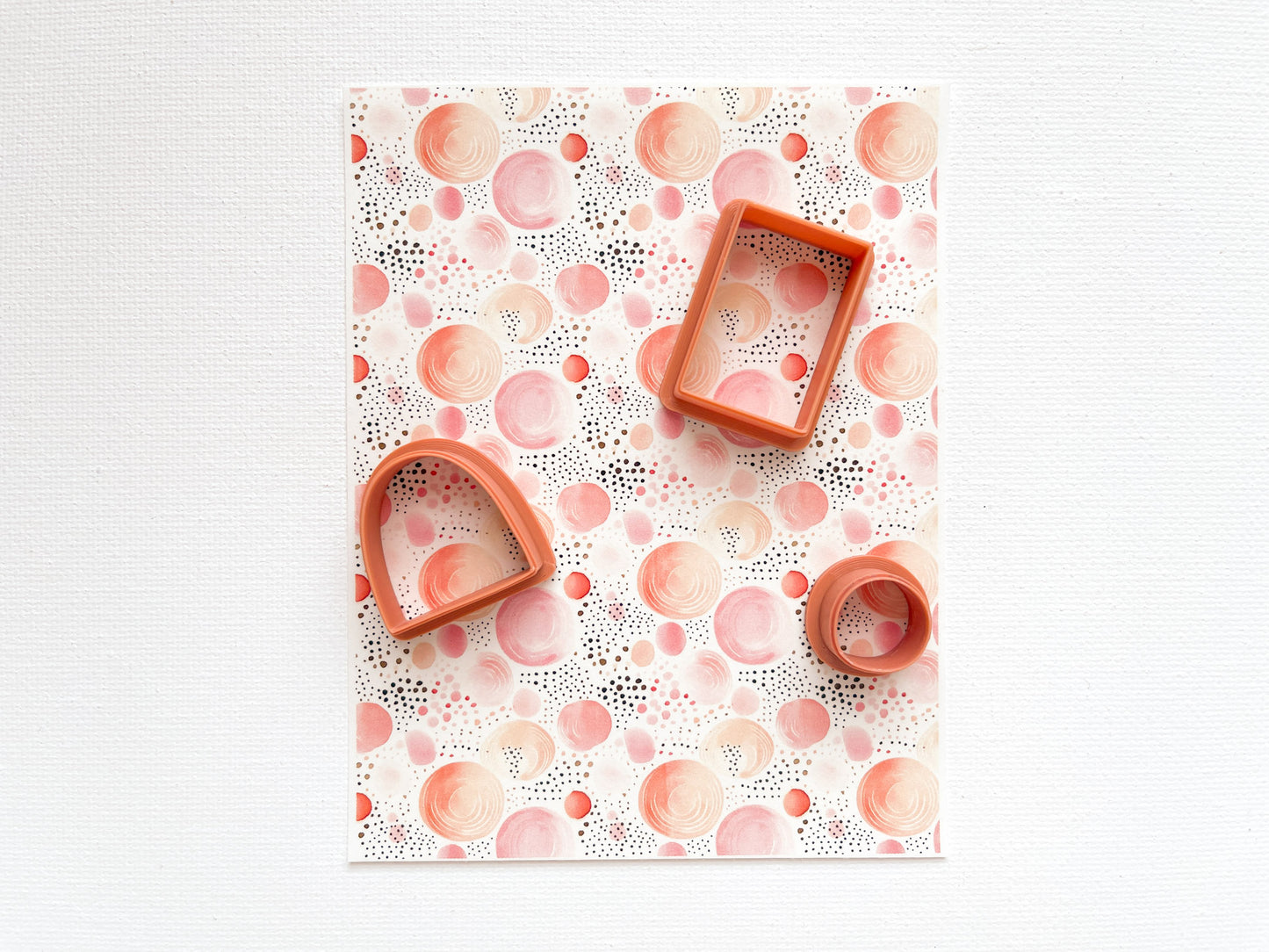 Transfer Sheet for Polymer Clay, Pink Orange Abstract Circles