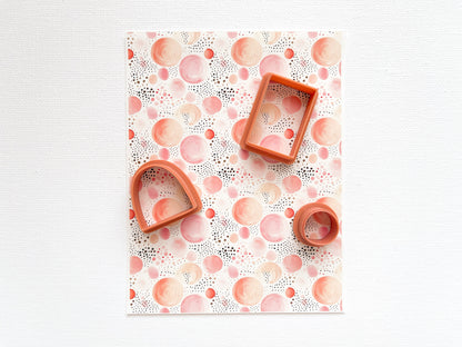 Transfer Sheet for Polymer Clay, Pink Orange Abstract Circles