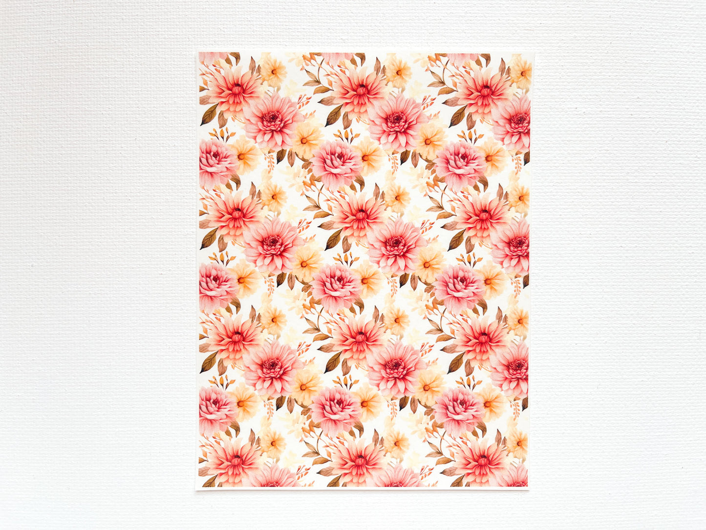 Transfer Sheet for Polymer Clay, Fall Pink Orange Flowers #2