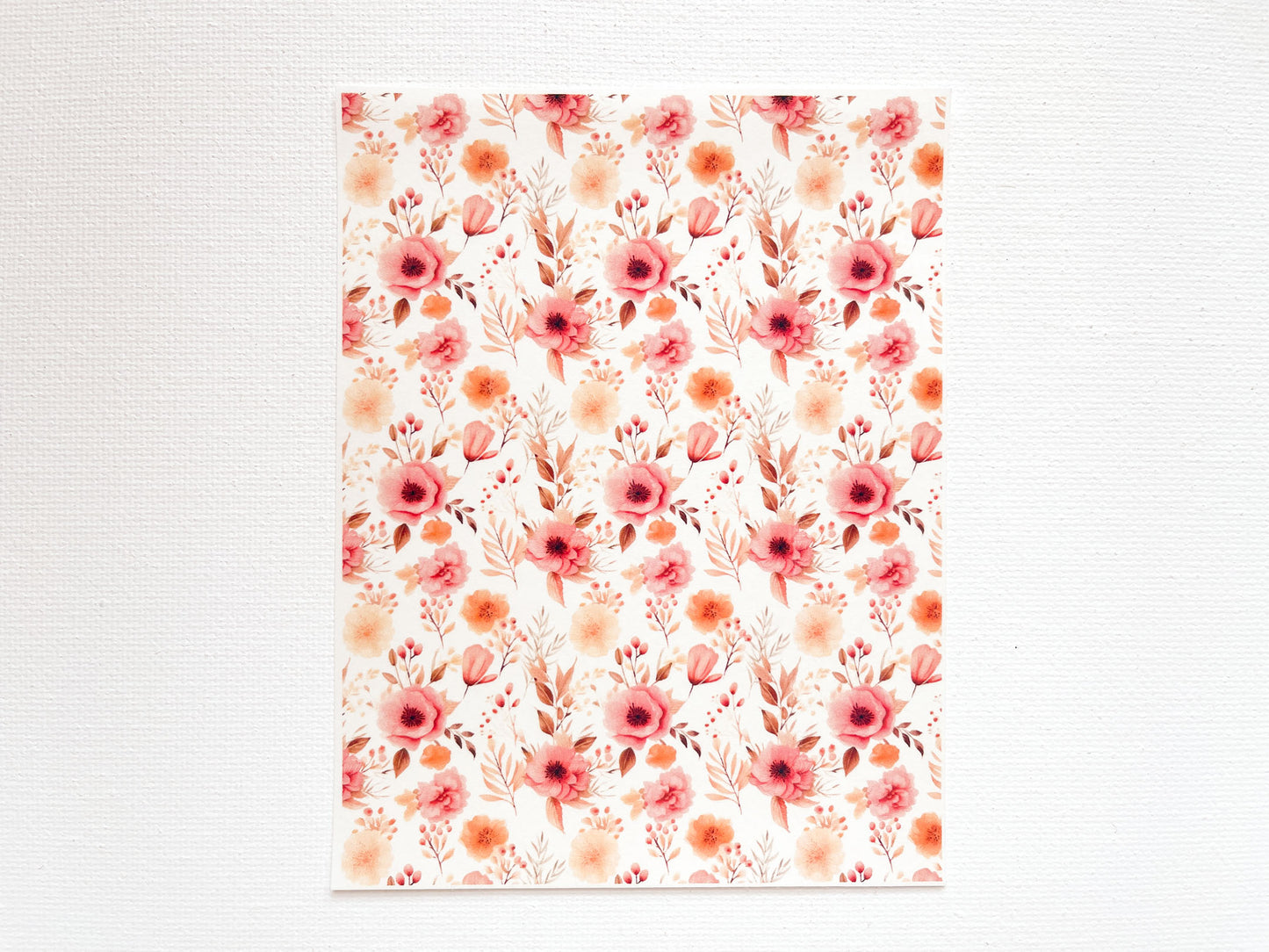 Transfer Sheet for Polymer Clay, Fall Pink Orange Flowers