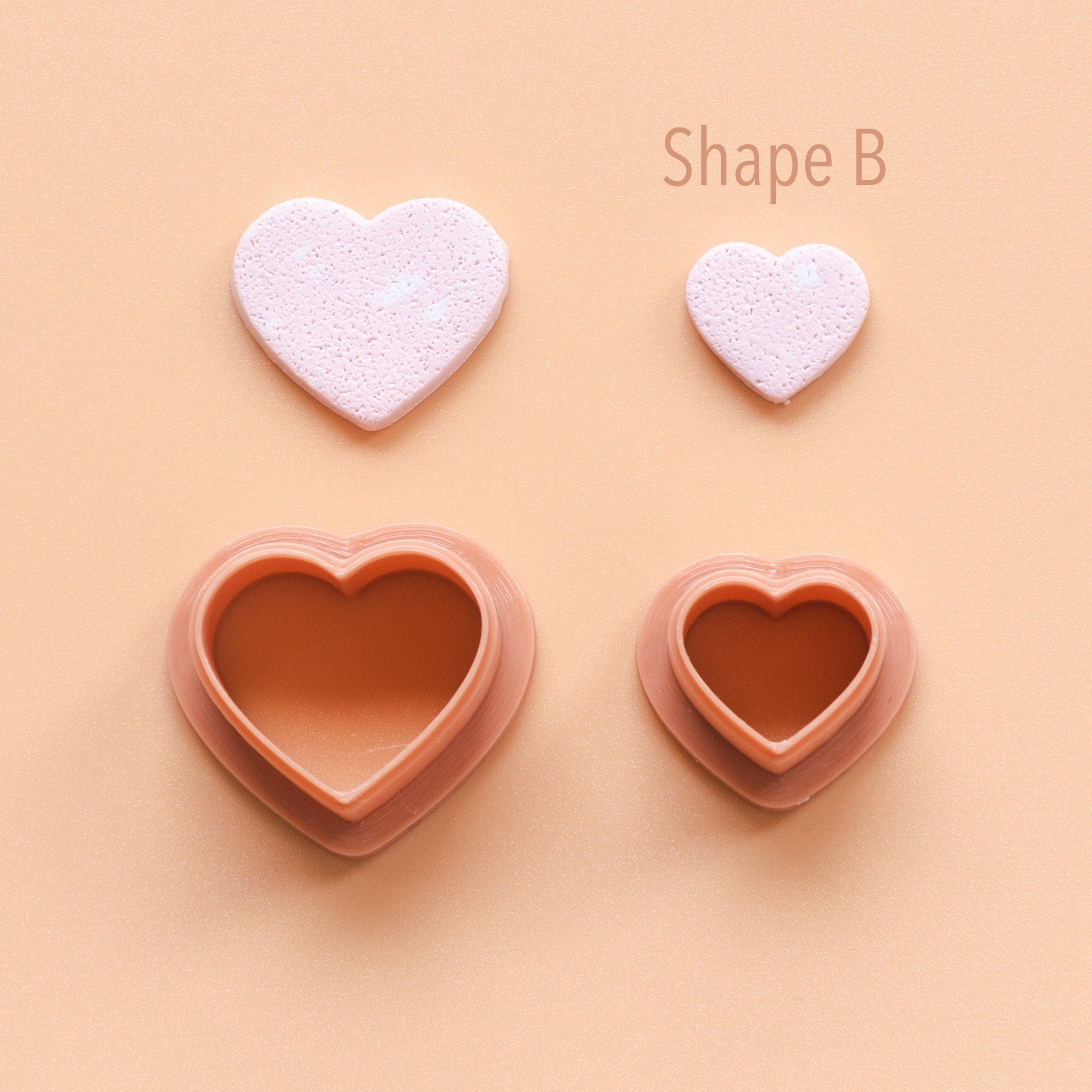 Heart Shape 2 Clay Cutter, Heart Clay Cutter, Valentine Polymer